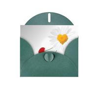 POEZJZW Daisy Heart Love Romance - Biglietto di auguri in carta perlata, vuoto, adatto per feste di compleanno e matrimoni, con busta verde scuro