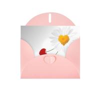 POEZJZW Daisy Heart Love Romance - Biglietto di auguri in carta perlata, vuoto, adatto per feste di compleanno e matrimoni, con busta rosa