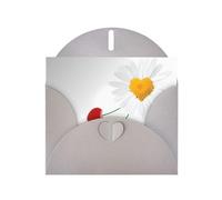 POEZJZW Daisy Heart Love Romance - Biglietto di auguri in carta perlata, vuoto, adatto per feste di compleanno e matrimoni, con busta grigia