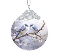 Poezjzw Decorazione natalizia con fibbia in metallo argentato, motivo uccello rivolto verso l'altro, adatto per centri commerciali domestici e celebrazioni di festa