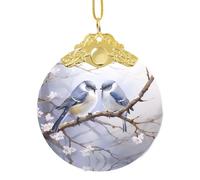 Poezjzw Decorazione natalizia con fibbia in metallo dorato con uccellino rivolto verso l'altro, adatto per centri commerciali domestici e feste di festa