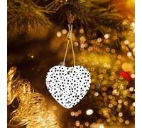 Poezjzw Decorazione natalizia in ceramica con motivo a pois bianchi e neri a forma di cuore, da appendere, regalo per le vacanze di Natale, ornamenti per la decorazione della casa