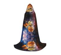 POEZJZW Divertente Gatto In Spacess Modello Adolescente Mantello Con Cappuccio Mantello Donne Uomini Costume di Halloween Costume In Maschera Cosplay Festa di Natale Vestaglia L