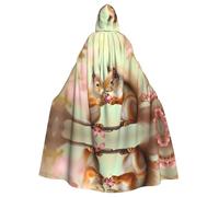 POEZJZW Due scoiattoli che raccolgono il modello di cibo mantello con cappuccio costume per adulti uomini donne felpe con cappuccio di Natale mantello costumi cosplay