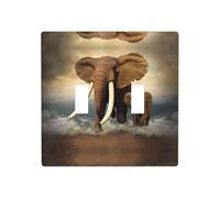Poezjzw Elefanti e Baby Elephants by The Sea Pattern Piastra da parete Copertura decorativa da parete Dimensioni 4,5 X 11,4 cm Doppio interruttore interruttore luce copertura