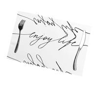 Poezjzw Enjoy Life - Set di 6 tovagliette con testo nero scritto a mano, antiscivolo, resistenti al calore, in poliestere, lavabili, per cene, feste, decorazione da tavolo