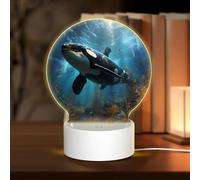POEZJZW Enorme Killer Whale Modello Rotondo Acrilico Luce Notturna con Cavo USB Regolabile 3 Colori per Ristorante Bar Cafe