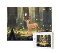 Poezjzw Farfalla e cervi puzzle per adulti 500 pezzi puzzle in legno per la famiglia amico Home Decor Wall Art 50,4 x 15 pollici