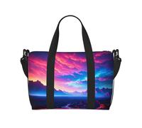 Poezjzw Fotografia Paesaggio Pittura Viaggio Duffel Bag Tote Carry On Bagagli Borsa Resistente all'acqua Weekender Pernottamento Borse Per Pieghevole, nero, Taglia unica
