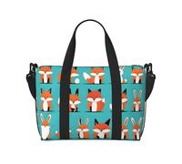 Poezjzw Fox And Rabbit Travel Duffle Bag Weekender Carry On Tote Bags per le donne Borse da ospedale per lavoro e consegna Borsa per bagagli durante la notte, nero, taglia unica, Nero, One Size