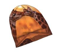 POEZJZW Giraffes in Love Pattern Beanie Hat per uomo e donna inverno caldo cappelli maglia slouchy Skull Cap nero