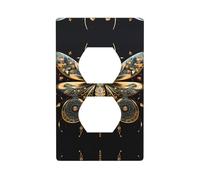 Poezjzw Golden Delicata libellula su sfondo nero modello outlet copre piastra da parete interruttore luce piastra decorativa per cucina bagno camera da letto casa colonica Decor