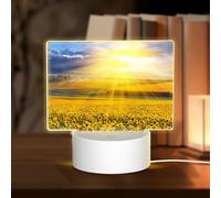POEZJZW Golden Girasole Modello Rettangolare Acrilico Notte Luce Touch Interruttore Accento per Librerie Scrivanie Comodini