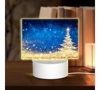 POEZJZW Golden Glitter Albero di Natale Modello Rettangolare Acrilico Luce Notte Touch Interruttore Accento per Librerie Scrivanie Comodini