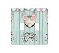 Poezjzw Happy Easter Eggs Bunny Tail Pattern Wall Plate Outlet Cover Decorativo Wall Plate Size 4.5X 11.4cm Double Toggle Outlet Light Switch Cover