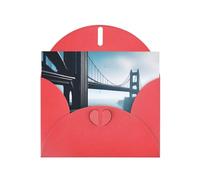 POEZJZW High Bridge Over The Sea - Biglietti di Natale in carta perlata, con buste rosse, biglietti di ringraziamento, matrimonio, San Valentino, 10 pezzi