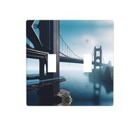 Poezjzw High Bridge Over The Sea Pattern decorativo interruttore luce piastra copre 2 gang piastra a parete doppia interruttore interruttore copertura 11,4 x 11,4 cm