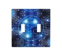 Poezjzw Intelligenza Artificiale Cervello Modello Luce Interruttore Copertura Presa Copertura Doppia Toggle Piastra Decorativa da Parete, Dimensioni Standard 11,4 x 11,4 cm