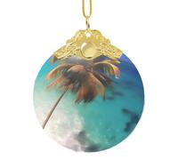 Poezjzw Isole dei Caraibi modello di vetro ornamento di Natale rotondo appeso pendente regali per le vacanze di Natale, ornamenti per la decorazione della casa