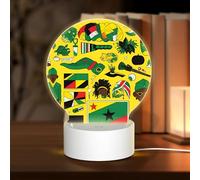 POEZJZW Jamaican Elements Pattern Round Acrilico Luce Notte con Cavo USB Regolabile 3 Colori per Ristorante Bar Cafe