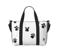 Poezjzw Kitten Footprints Travel Duffel Bag Tote Carry On Bagagli Resistente all'acqua Weekender Pernottamento Borse Per Pieghevole, nero, Taglia unica