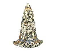 POEZJZW Labirinto Mappa del Tesoro Modello Mantello con Cappuccio Veste Costume Mantello Per Adulti Uomini Donne Felpe con cappuccio di Natale Mantello Costumi Cosplay S