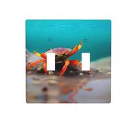 Poezjzw Little Crab By The Sea Pattern decorativo interruttore luce piastra copre 2 gang piastra a parete doppia interruttore interruttore copertura 11,4 x 11,4 cm