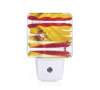 POEZJZW Luce notturna a LED con bandiera della Spagna da collegare alla parete con sensori dal tramonto all'alba, calda per camera da letto, bagno, corridoio, cucina