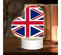 POEZJZW Luce notturna in acrilico a forma di cuore con bandiera britannica con cavo USB regolabile in 3 colori per ristorante bar caffè