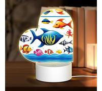 POEZJZW Luce notturna in acrilico a forma di cuore con motivo animali acquatici marini con cavo USB regolabile in 3 colori per ristorante bar caffè