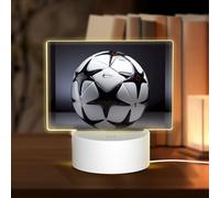 POEZJZW Luce notturna rettangolare in acrilico con motivo calcio bianco e nero con cavo USB regolabile in 3 colori per ristorante bar caffè