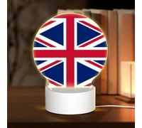POEZJZW Luce notturna rotonda in acrilico con motivo bandiera britannica con cavo USB regolabile in 3 colori per ristorante bar caffè