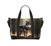 Poezjzw Lupo in fiamme borsone da viaggio Weekender Carry On Tote Bags per donne borse ospedaliere per lavoro e consegna borsa per bagagli durante la notte, nero, taglia unica, Nero, One Size