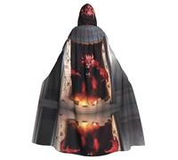 POEZJZW Mantello con cappuccio con motivo demone che rompe la parete, costume per adulti, uomini, donne, felpe con cappuccio di Natale, costumi cosplay