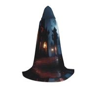 POEZJZW Mantello con cappuccio con motivo lanterna di notte, mantello per adulti, uomini e donne, felpe con cappuccio di Natale, costumi cosplay, nero, S