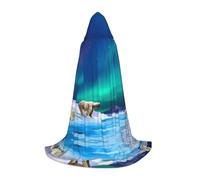 POEZJZW Mantello con cappuccio per adulti con motivo aurora boreale con cappuccio, mantello da strega rinascimentale per Halloween, mantello da strega L