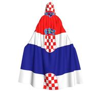 POEZJZW Mantello lungo unisex con cappuccio con bandiera della Repubblica di Croazia mantello lungo mantello costume cosplay Halloween con cappuccio mantello