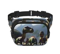 Poezjzw Marsupio da viaggio con molti tipi di dinosauri, adatto per corsa, ciclismo e avventure all'aria aperta, per conservare telefoni cellulari e carte di credito, nero, Taglia unica