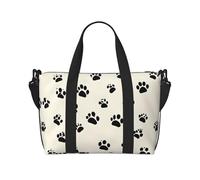 Poezjzw Meow Footprints Travel Duffel Bag Tote Carry On Bagagli Resistente all'acqua Weekender Pernottamento Borse Per Pieghevole, nero, Taglia unica