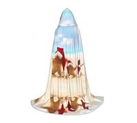 POEZJZW Merry Christmas Beach Pattern Uomini Donne Mantello Con Cappuccio Adulto Mantello Con Cappuccio Rinascimento Halloween Strega Costume Mago Mantello L