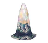 POEZJZW Merry Christmas Candle Pattern Adolescente Mantello con Cappuccio Mantello Donne Uomini Costume di Halloween Masquerade Cosplay Costume Festa di Natale Vestaglia S