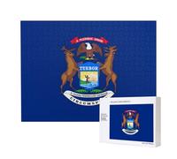 Poezjzw Michigan Bandiera dello Stato Puzzle Classico Adulto 500 Pezzi Puzzle in Legno Moderno Decorazione Casa Intellettuale Gioco 52 X 38 Cm