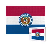 Poezjzw Missouri Bandiera dello Stato Adulto Puzzle Classico 500 Pezzi Puzzle in Legno Moderno Decorazione Casa Intellettuale Gioco 52 X 38 Cm