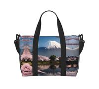 Poezjzw Monte Fuji In inizio Primavera Viaggio Duffel Bag Tote Carry On Bagagli Borsa Impermeabile Weekender Pernottamento Borse Per Pieghevole, nero, Taglia unica