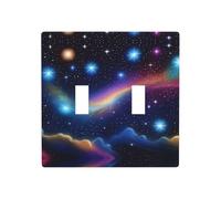 Poezjzw Mysterious Universe Pattern Decorative Light Switch Plate Covers 2 Gang Wall Plate Double Toggle Switch Cover 4.5 X 4.5 In