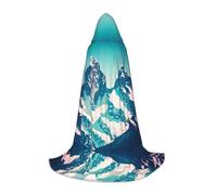POEZJZW Neve sulla cima di una montagna modello mantello con cappuccio mantello costume mantello per adulti uomini donne felpe con cappuccio di Natale mantello costumi cosplay M