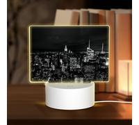 POEZJZW New York Night Sky Pattern Rettangolare Acrilico Night Light Touch Interruttore Accento per Librerie Scrivanie Comodini