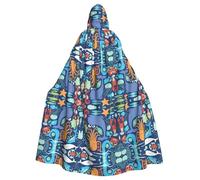 POEZJZW Oceano Balena Pesce Polpo Modello Poncho Halloween Con Cappuccio Mantello Da Donna Uomo Halloween Dress Up Partito Cosplay Costumi