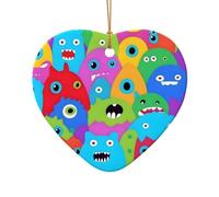 Poezjzw Ornamento natalizio in ceramica a forma di cuore con espressioni multiple da appendere, regalo per le vacanze di Natale, ornamenti per la decorazione della casa