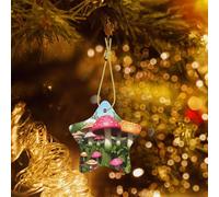Poezjzw Ornamento natalizio in ceramica a forma di funghi dai colori vivaci a forma di stella, regalo per vacanze di Natale, ornamenti per la decorazione della casa